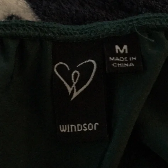 Windsor Luxe Satin Mini  Dress Size M Cowl Neck Hunter Green - Picture 7 of 9